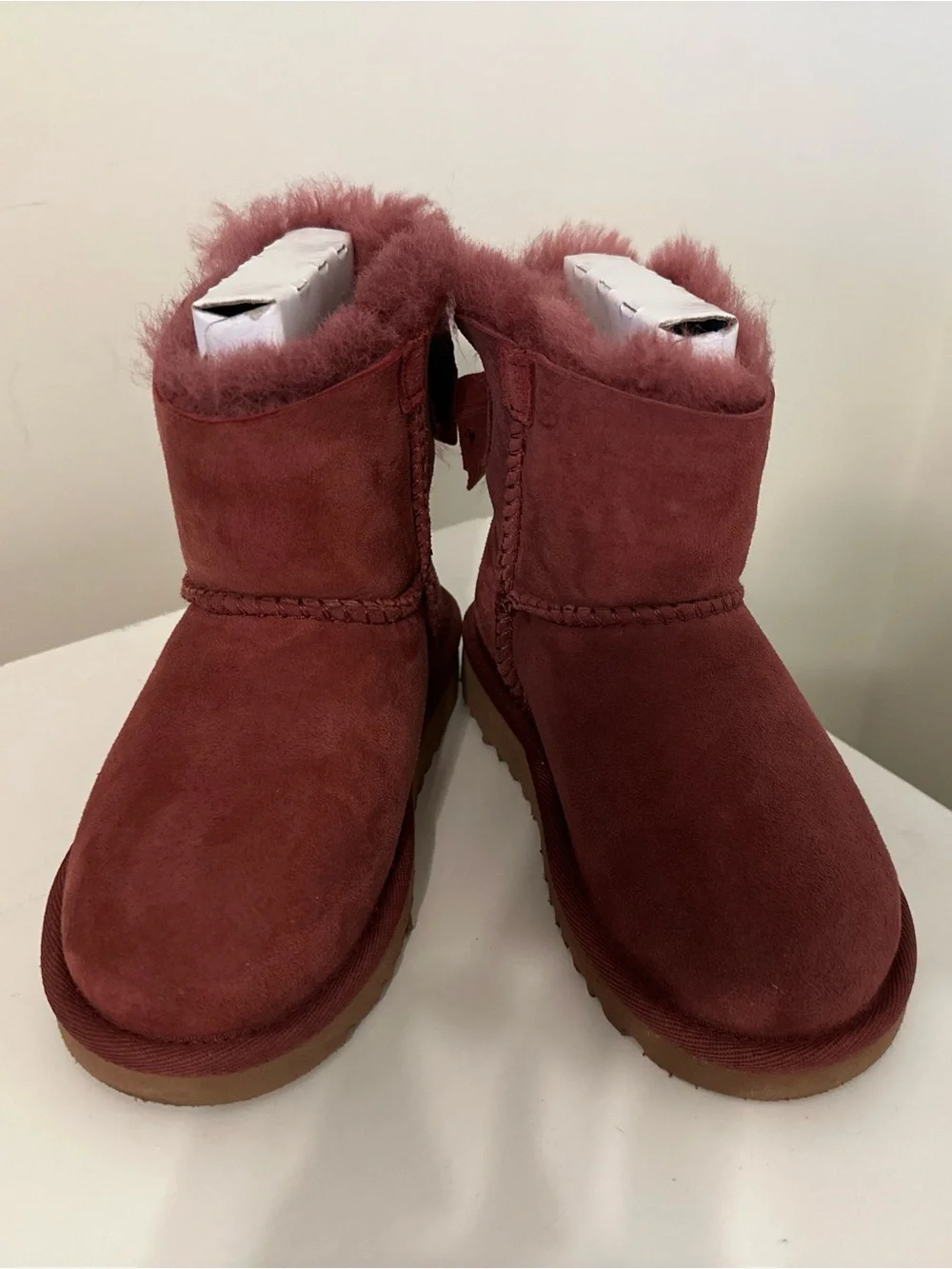 UGG Toddler Girl Bow-Back Boots - Wine/Dark Pink